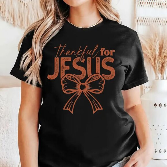 Tops - Thankful Graphic Shirt, Thanksgiving Gift Shirt